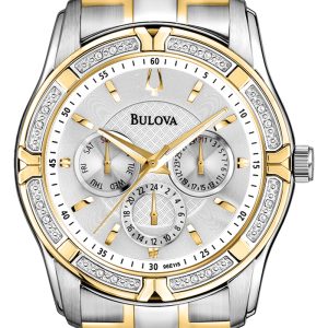 Bulova Herrklocka 98E112 Diamond Silverfärgad/Gulguldtonat stål