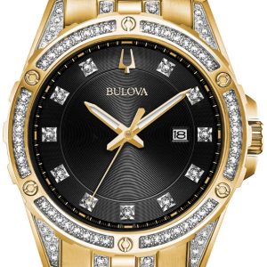 Bulova Herrklocka 98K107 Svart/Gulguldtonat stål Ø43 mm