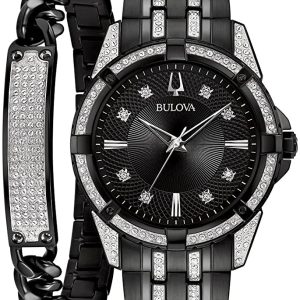 Bulova Herrklocka 98K109 Crystal Svart/Stål Ø42 mm