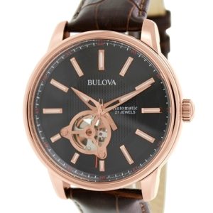 Bulova Mechanical Herrklocka 97A109 Svart/Läder Ø45 mm