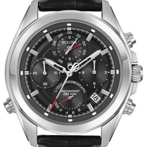 Bulova Precisionist Herrklocka 96B259 Svart/Läder Ø44 mm