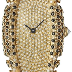 Cartier Baignoire Damklocka WJLI0019 Diamantinfattad/Läder