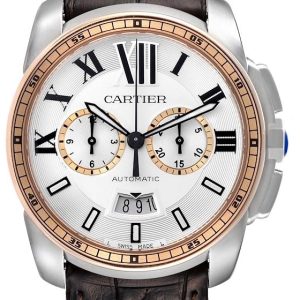 Cartier Calibre de Cartier Herrklocka W7100043 Silverfärgad/Läder