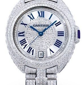 Cartier Damklocka HPI00980 Cle de Silverfärgad/18 karat vitt guld