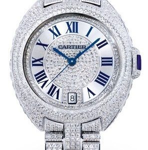 Cartier Damklocka HPI00981 Cle de Silverfärgad/18 karat vitt guld