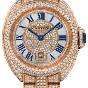 Cartier Damklocka HPI01039 Cle de Silverfärgad/18 karat roséguld