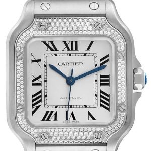 Cartier Damklocka W4SA0005 Santos De Silverfärgad/Stål