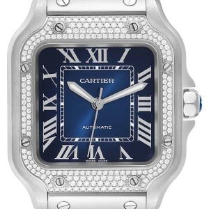 Cartier Damklocka W4SA0006 Santos De Blå/Stål