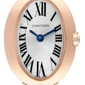 Cartier Damklocka W8000015 Baignoire Silverfärgad/18 karat roséguld