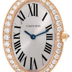 Cartier Damklocka WB520002 Baignoire Silverfärgad/18 karat roséguld