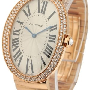 Cartier Damklocka WB520003 Baignoire Silverfärgad/18 karat roséguld