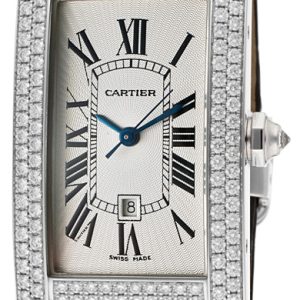 Cartier Damklocka WB710002 Tank Americaine Silverfärgad/Läder