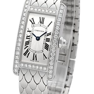 Cartier Damklocka WB710009 Tank Americaine Silverfärgad/18 karat