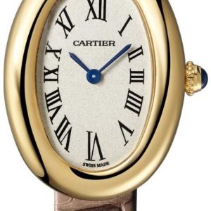 Cartier Damklocka WGBA0007 Baignoire Silverfärgad/Läder