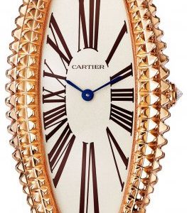 Cartier Damklocka WGBA0010 Baignoire Silverfärgad/Läder