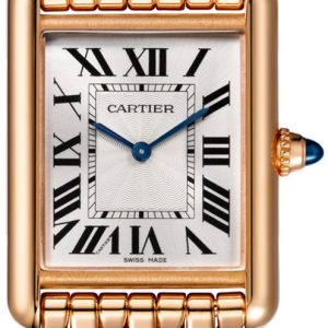 Cartier Damklocka WGTA0024 Tank Louis Silverfärgad/18 karat roséguld