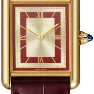 Cartier Damklocka WGTA0059 Tank Louis Champagnefärgad/Läder