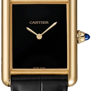 Cartier Damklocka WGTA0091 Tank Louis Svart/Läder