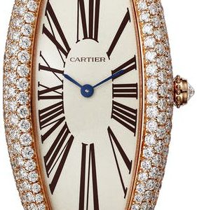 Cartier Damklocka WJBA0006 Baignoire Silverfärgad/Läder