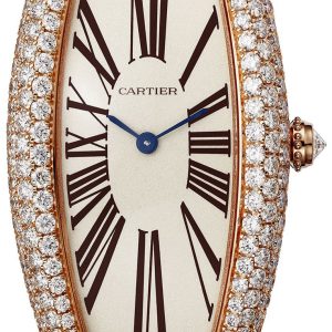 Cartier Damklocka WJBA0008 Baignoire Silverfärgad/Läder