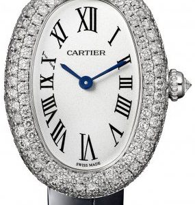 Cartier Damklocka WJBA0015 Baignoire Silverfärgad/Läder