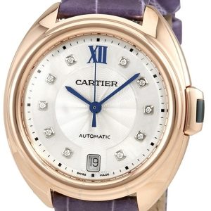 Cartier Damklocka WJCL0032 Cle De Silverfärgad/Läder Ø35 mm