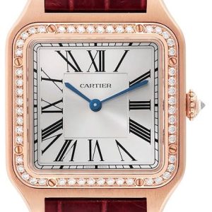 Cartier Damklocka WJSA0016 Santos Dumont Silverfärgad/Läder