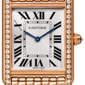 Cartier Damklocka WJTA0021 Tank Louis Silverfärgad/18 karat roséguld