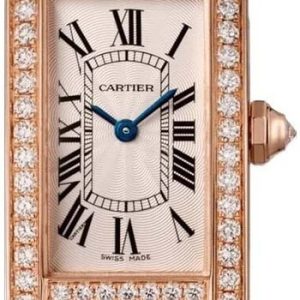 Cartier Damklocka WJTA0028 Tank Americaine Silverfärgad/Läder