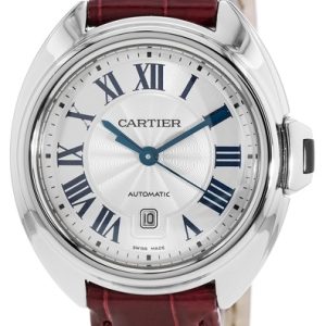 Cartier Damklocka WSCL0016 Cle de Silverfärgad/Läder Ø31 mm