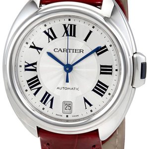 Cartier Damklocka WSCL0017 Cle de Silverfärgad/Läder Ø35 mm