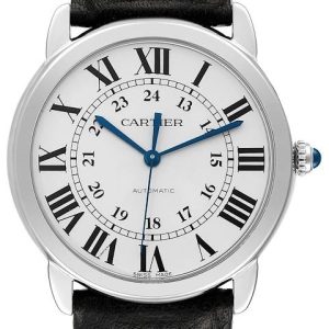 Cartier Damklocka WSRN0021 Ronde Solo De Silverfärgad/Läder Ø36 mm