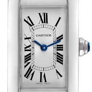 Cartier Damklocka WSTA0016 Tank Americaine Silverfärgad/Läder