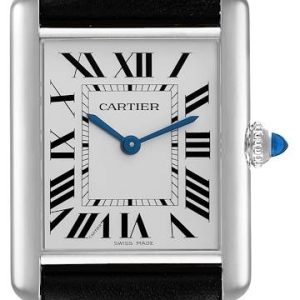 Cartier Damklocka WSTA0041 Tank Must De Silverfärgad/Läder