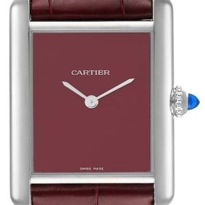 Cartier Damklocka WSTA0054 Tank Must De Röd/Läder