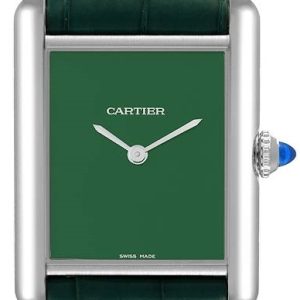 Cartier Damklocka WSTA0056 Tank Must De Grön/Läder