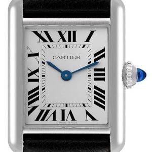 Cartier Damklocka WSTA0060 Tank Must de Silverfärgad/Läder