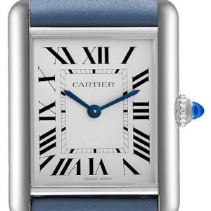 Cartier Damklocka WSTA0062 Tank Must Silverfärgad/Läder 33.7x25.5 mm