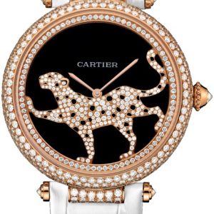 Cartier Herrklocka HPI00684 Promenade De Panthere Svart/Läder Ø42 mm