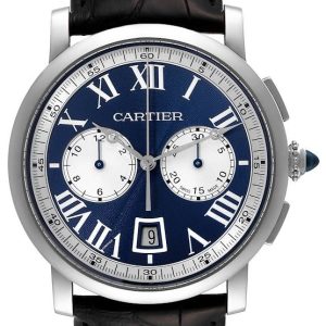 Cartier Herrklocka W1556239 Rotonde de Blå/Läder Ø40 mm