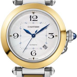 Cartier Herrklocka W2PA0009 Pasha De Silverfärgad/18 karat gult guld