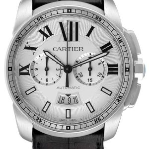 Cartier Herrklocka W7100046 Calibre de Silverfärgad/Läder Ø42 mm