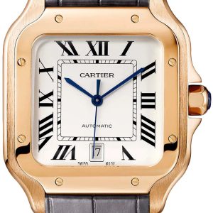 Cartier Herrklocka WGSA0019 Santos De Silverfärgad/Läder