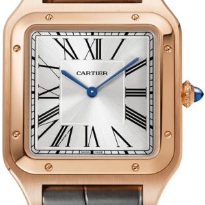 Cartier Herrklocka WGSA0032 Santos Dumont Silverfärgad/Läder