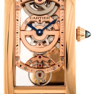 Cartier Herrklocka WHTA0008 Tank Cintree Skelettskuren/Läder