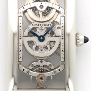 Cartier Herrklocka WHTA0009 Tank Cintree Skelettskuren/Läder