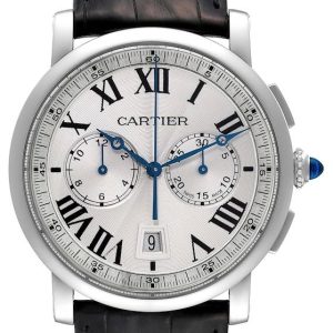 Cartier Herrklocka WSRO0002 Rotonde De Silverfärgad/Läder Ø40 mm