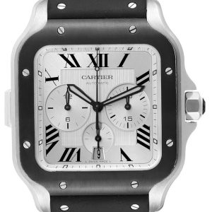 Cartier Herrklocka WSSA0017 Santos De Silverfärgad/Gummi