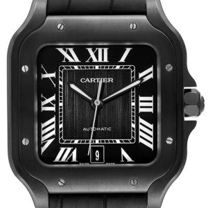 Cartier Herrklocka WSSA0039 Santos De Svart/Läder