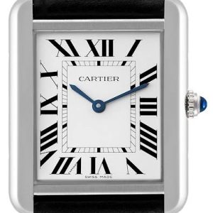 Cartier Herrklocka WSTA0028 Tank Solo Silverfärgad/Läder